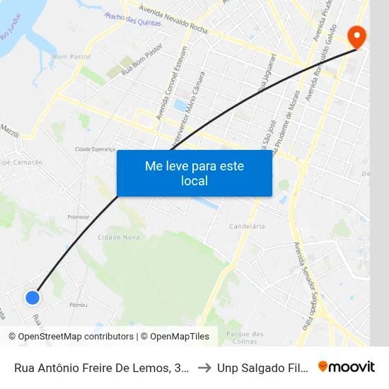 Rua Antônio Freire De Lemos, 365 to Unp Salgado Filho map