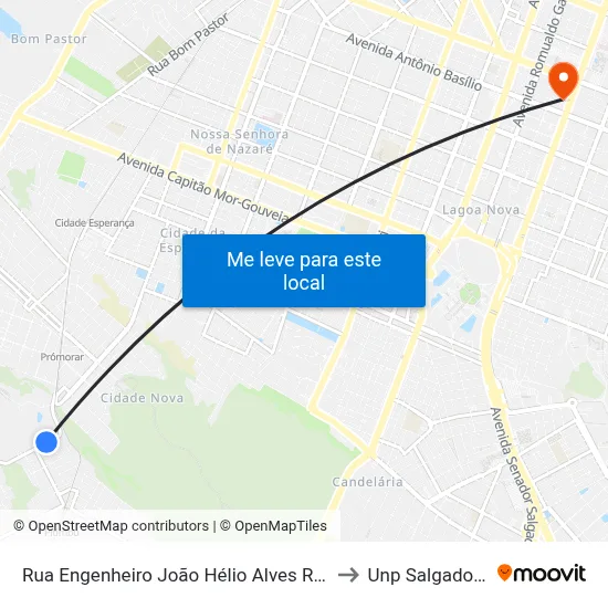 Rua Engenheiro João Hélio Alves Rocha, 3468 to Unp Salgado Filho map