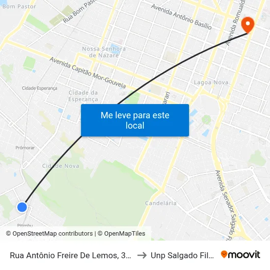 Rua Antônio Freire De Lemos, 374 to Unp Salgado Filho map