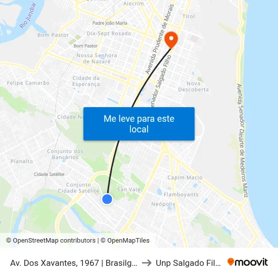 Av. Dos Xavantes, 1967 | Brasilgás to Unp Salgado Filho map