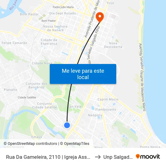 Rua Da Gameleira, 2110 | Igreja Assembleia De Deus to Unp Salgado Filho map