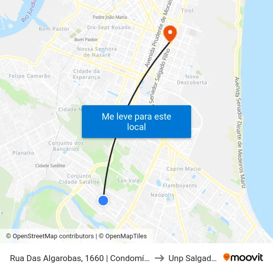 Rua Das Algarobas, 1660 | Condomínio Burle Marx to Unp Salgado Filho map