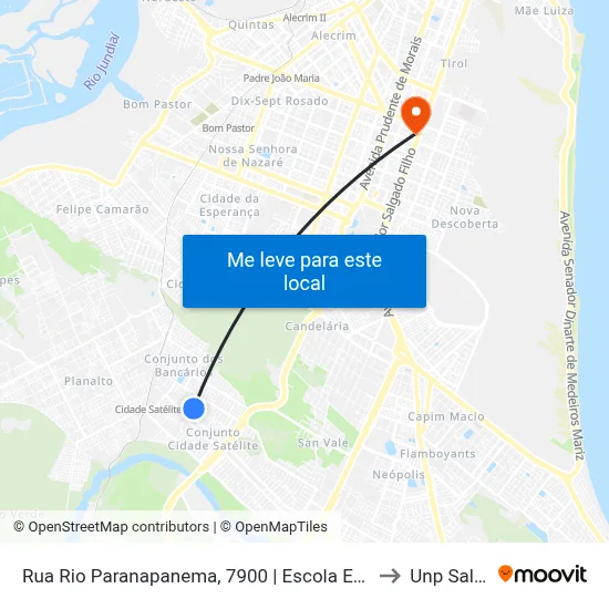 Rua Rio Paranapanema, 7900 | Escola Estadual Prof. Antônio Pinto De Medeiros to Unp Salgado Filho map