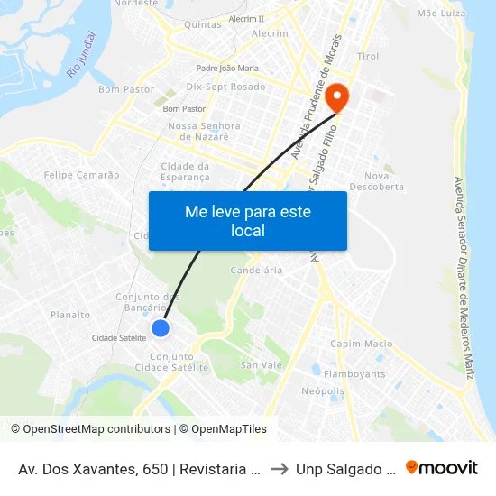 Av. Dos Xavantes, 650 | Revistaria Xavantes to Unp Salgado Filho map