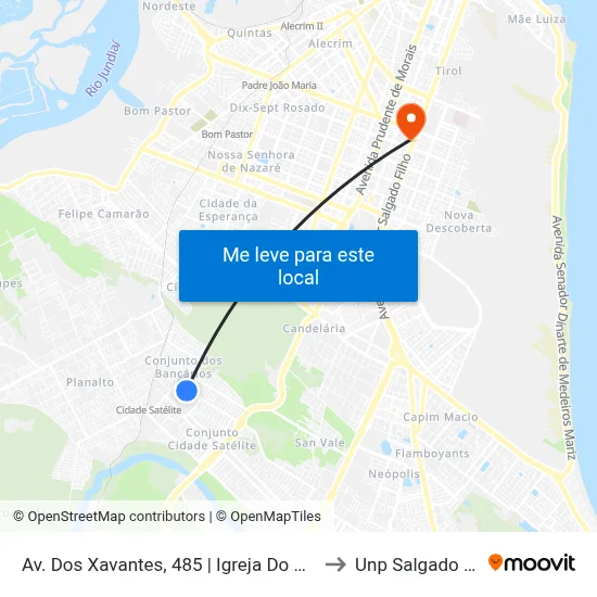 Av. Dos Xavantes, 485 | Igreja Do Nazareno to Unp Salgado Filho map