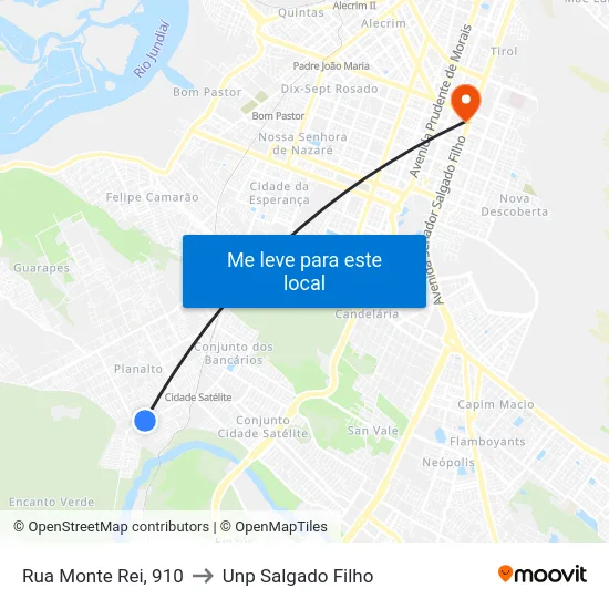 Rua  Monte Rei, 910 to Unp Salgado Filho map