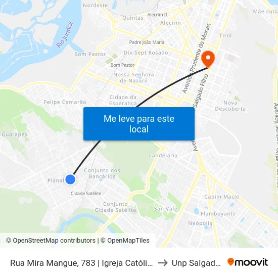 Rua Mira Mangue, 783 | Igreja Católica Do Planalto to Unp Salgado Filho map