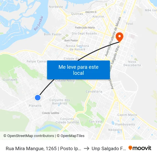 Rua Mira Mangue, 1265 | Posto Ipiranga to Unp Salgado Filho map