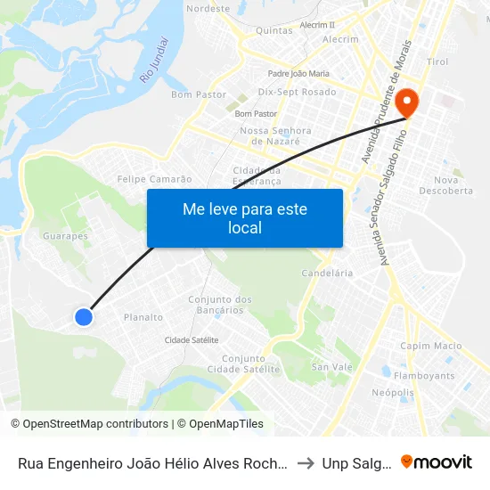 Rua Engenheiro João Hélio Alves Rocha, 699 | Terminal Do Planalto II to Unp Salgado Filho map