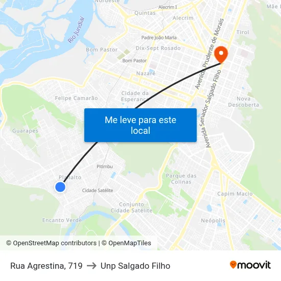 Rua Agrestina, 719 to Unp Salgado Filho map