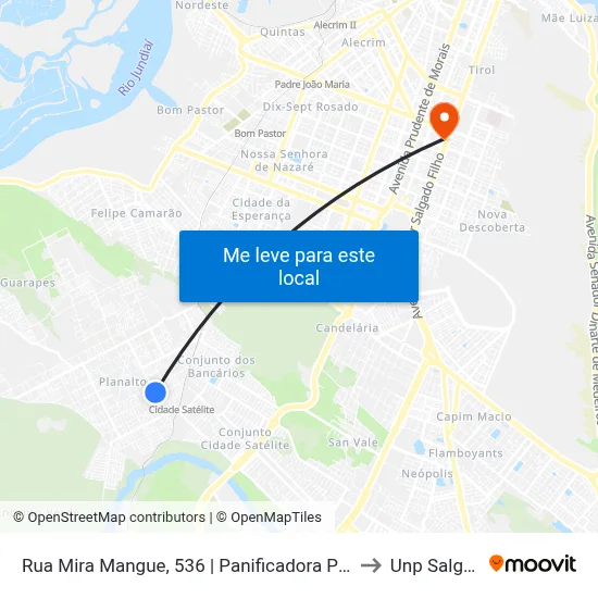 Rua Mira Mangue, 536 | Panificadora Planalto / Redemais Planalto to Unp Salgado Filho map