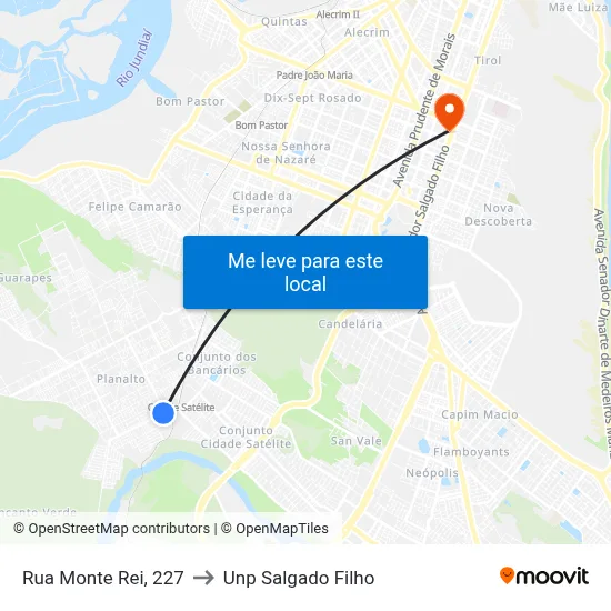 Rua Monte Rei, 227 to Unp Salgado Filho map