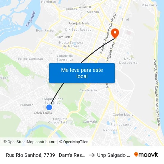 Rua Rio Sanhoá, 7739 | Dam's Restaurante to Unp Salgado Filho map