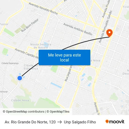 Av. Rio Grande Do Norte, 120 to Unp Salgado Filho map