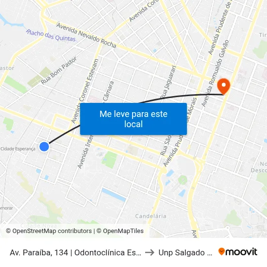 Av. Paraíba, 134 | Odontoclínica Esperança to Unp Salgado Filho map