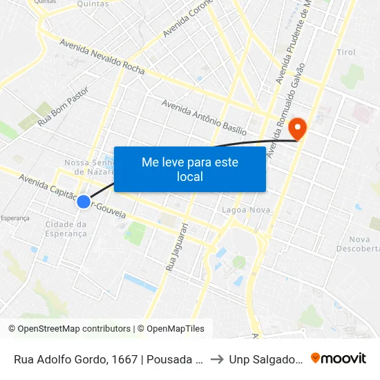 Rua Adolfo Gordo, 1667 | Pousada Esperança to Unp Salgado Filho map