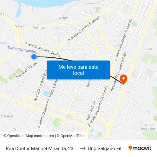 Rua Doutor Manoel Miranda, 2322 to Unp Salgado Filho map