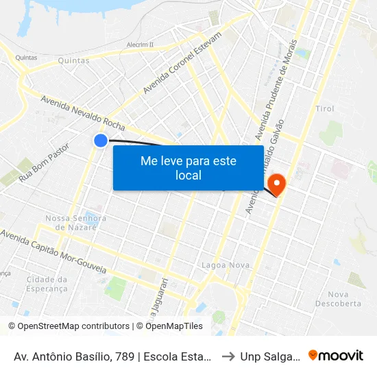 Av. Antônio Basílio, 789 | Escola Estadual Prof. Luís Soares to Unp Salgado Filho map