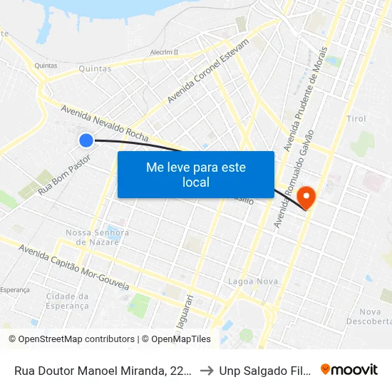 Rua Doutor Manoel Miranda, 2291 to Unp Salgado Filho map