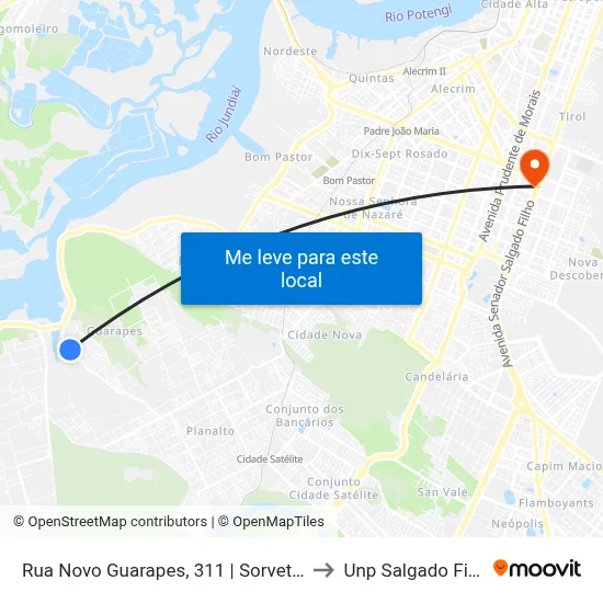 Rua Novo Guarapes, 311 | Sorveteria to Unp Salgado Filho map