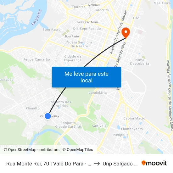 Rua Monte Rei, 70 | Vale Do Pará - Planalto to Unp Salgado Filho map
