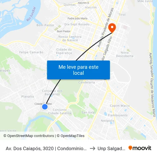 Av. Dos Caiapós, 3020 | Condomínio Villaggio Verità to Unp Salgado Filho map