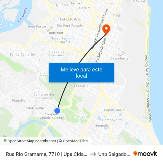 Rua Rio Gramame, 7710 | Upa Cidade Satélite to Unp Salgado Filho map