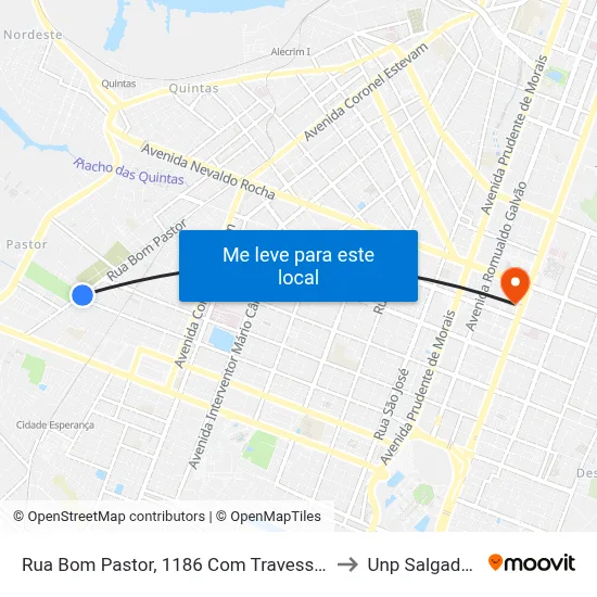 Rua Bom Pastor, 1186 Com Travessa Lima E Silva to Unp Salgado Filho map