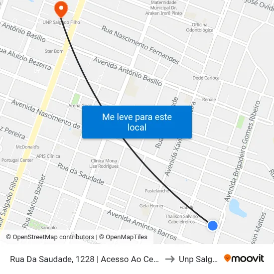 Rua Da Saudade, 1228 | Acesso Ao Cemitério De Nova Descoberta to Unp Salgado Filho map
