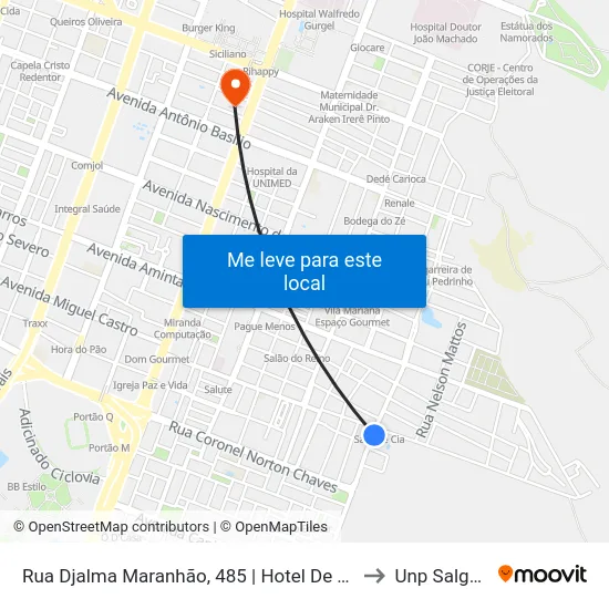 Rua Djalma Maranhão, 485 | Hotel De Trânsito Chapéu De Couro to Unp Salgado Filho map
