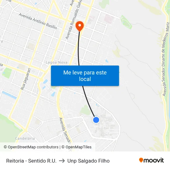 Reitoria - Sentido R.U. to Unp Salgado Filho map