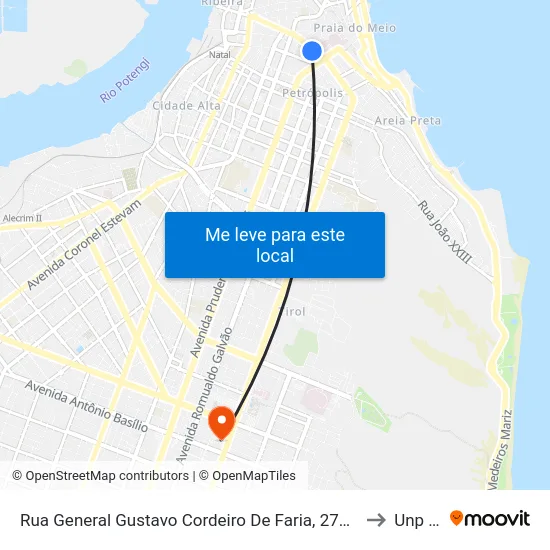 Rua General Gustavo Cordeiro De Faria, 272 | Maternidade Januário Cicco / Hospital Universitário Onofre Lopes (Intermunicipais) to Unp Salgado Filho map