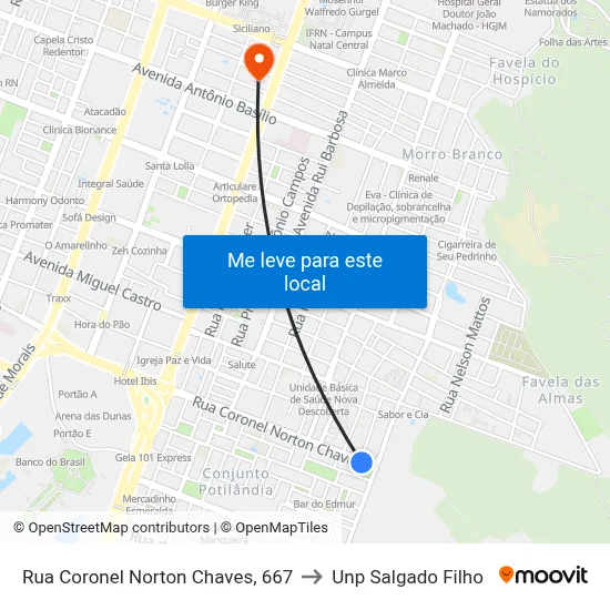 Rua  Coronel Norton Chaves, 667 to Unp Salgado Filho map