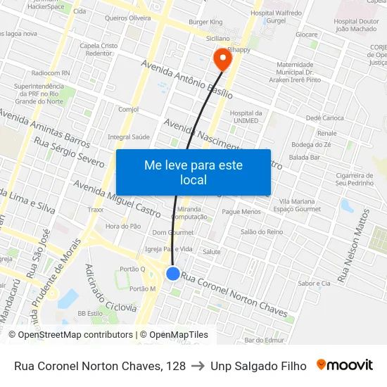 Rua Coronel Norton Chaves, 128 to Unp Salgado Filho map