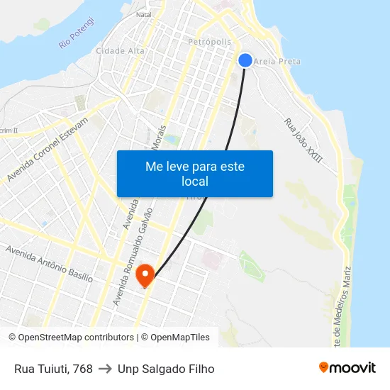Rua  Tuiuti, 768 to Unp Salgado Filho map