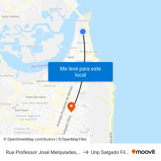 Rua Professor José Melquíades, 32 to Unp Salgado Filho map