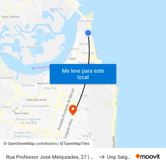 Rua Professor José Melquíades, 27 | Santos Reis / Ponte Nova to Unp Salgado Filho map