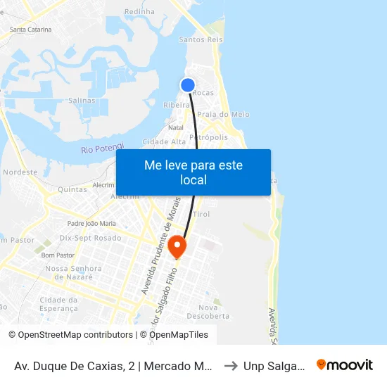 Av. Duque De Caxias, 2 | Mercado Municipal Das Rocas to Unp Salgado Filho map