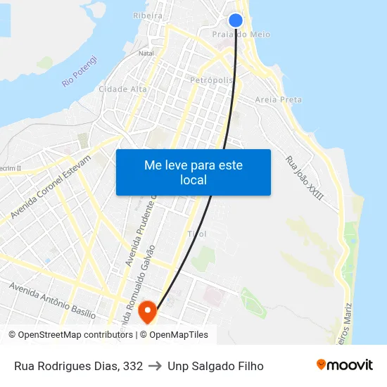 Rua Rodrigues Dias, 332 to Unp Salgado Filho map