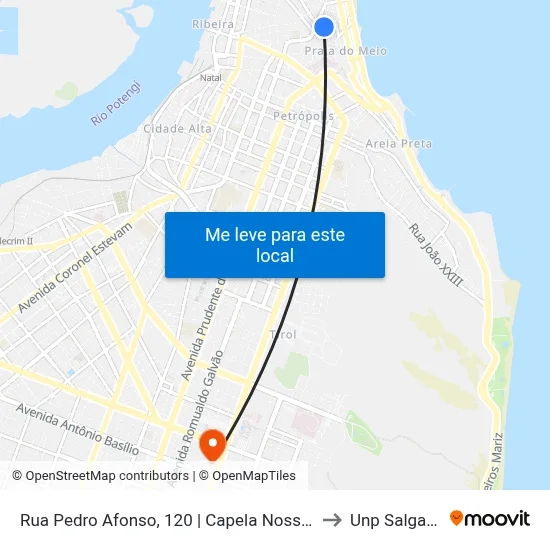 Rua Pedro Afonso, 120 | Capela Nossa Senhora De Fátima to Unp Salgado Filho map
