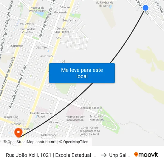 Rua João Xxiii, 1021 | Escola Estadual Professor Severino Bezerra De Melo to Unp Salgado Filho map