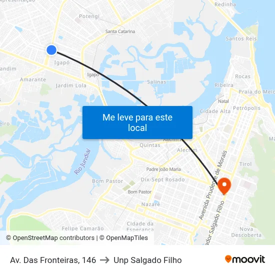 Av. Das Fronteiras, 146 to Unp Salgado Filho map