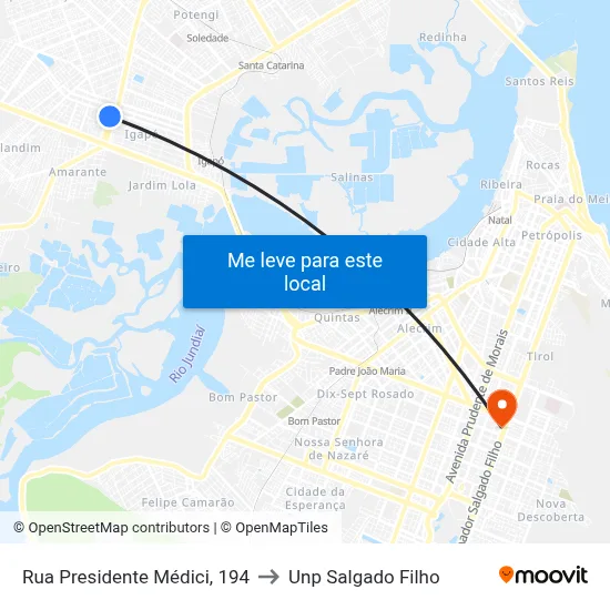 Rua Presidente Médici, 194 to Unp Salgado Filho map
