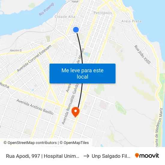 Rua Apodi, 997 | Hospital Unimed to Unp Salgado Filho map
