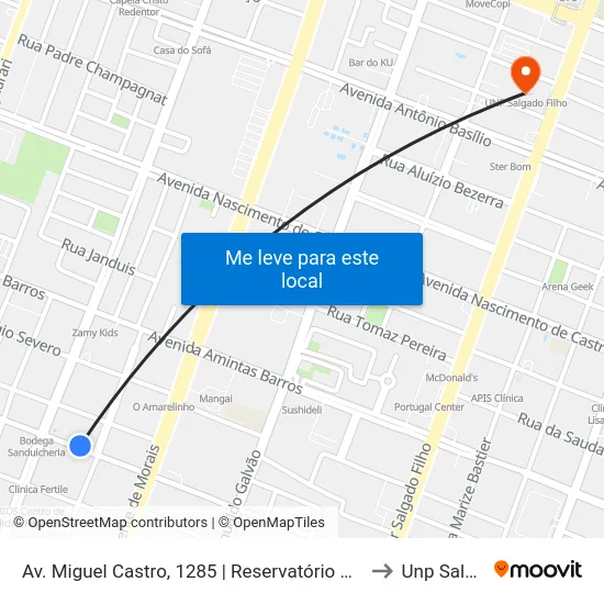 Av. Miguel Castro, 1285 | Reservatório Caern / Acesso Ao Curso Overdose to Unp Salgado Filho map