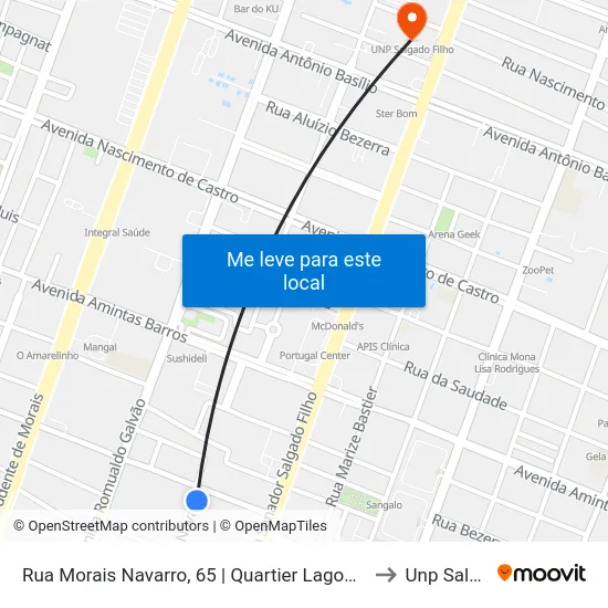 Rua Morais Navarro, 65 | Quartier Lagoa Nova / Acesso À Av. Salgado Filho to Unp Salgado Filho map