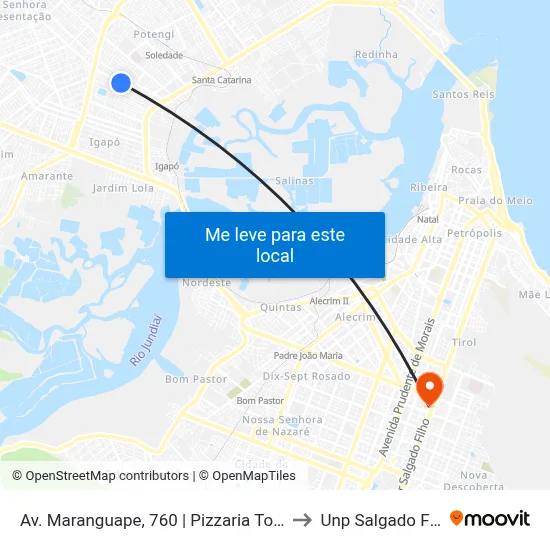 Av. Maranguape, 760 | Pizzaria Tomatto to Unp Salgado Filho map
