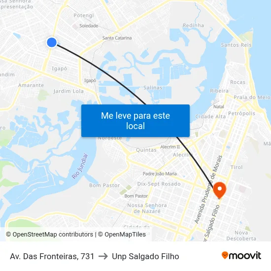 Av. Das Fronteiras, 731 to Unp Salgado Filho map