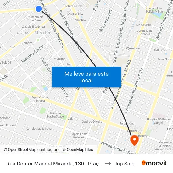 Rua Doutor Manoel Miranda, 130 | Praça Gentil Ferreira - Zona Oeste to Unp Salgado Filho map