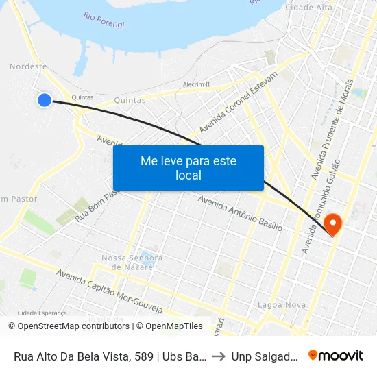 Rua Alto Da Bela Vista, 589 | Ubs Bairro Nordeste to Unp Salgado Filho map